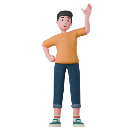 Man Is Waving His Hand  3D Illustration