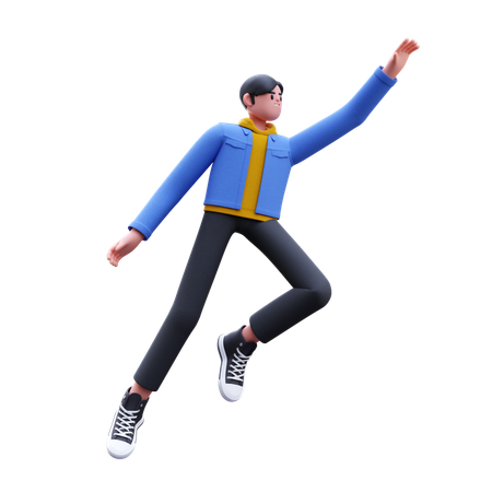 Man Jump In Air  3D Illustration