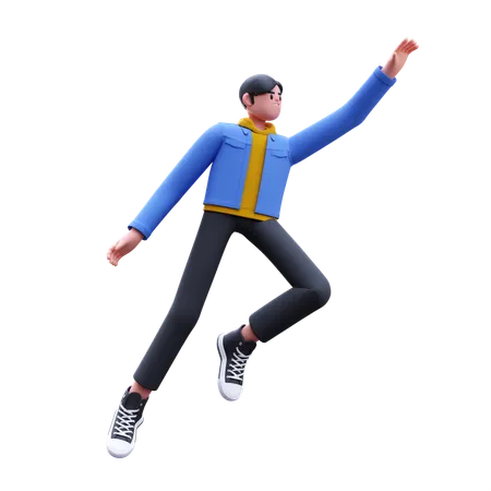 Man Jump In Air  3D Illustration