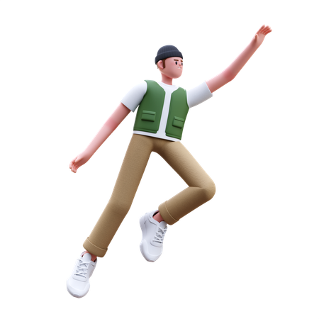 Man Jump In Air  3D Illustration