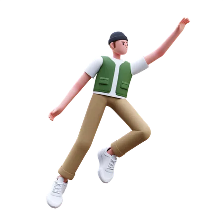 Man Jump In Air  3D Illustration