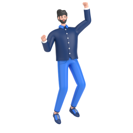 Man jumping and celebrates success  3D Icon