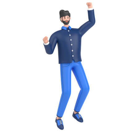 Man jumping and celebrates success  3D Illustration