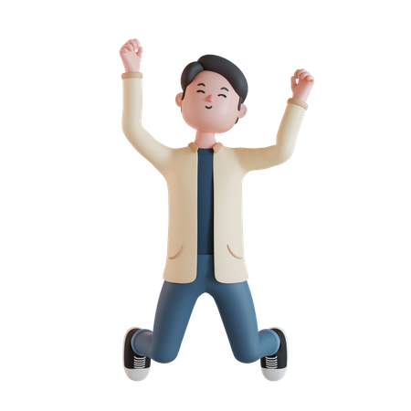 Man jumping and feeling happy  3D Icon