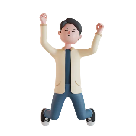 Man jumping and feeling happy  3D Illustration