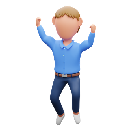 Man Jumping Celebrating  3D Illustration