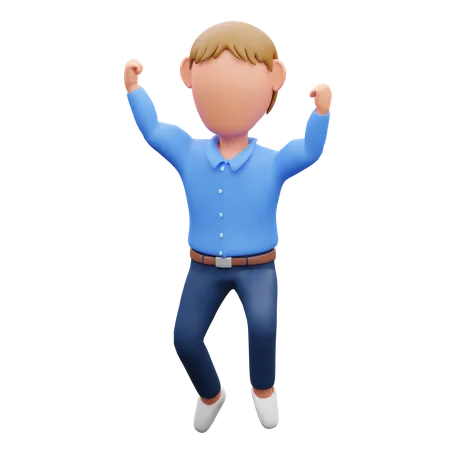 Man Jumping Celebrating  3D Illustration