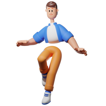 Man Jumping Down  3D Illustration