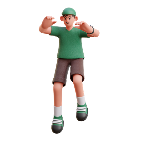 Man jumping down  3D Illustration