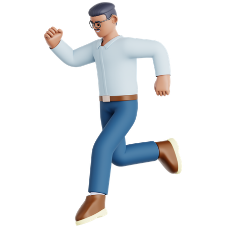 Man Jumping Down  3D Illustration