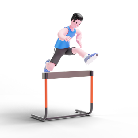 Man Jumping Hurdles 3D Illustration
