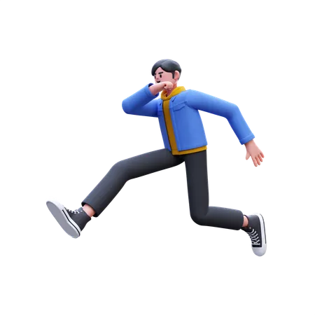 Man Jumping In Air  3D Illustration