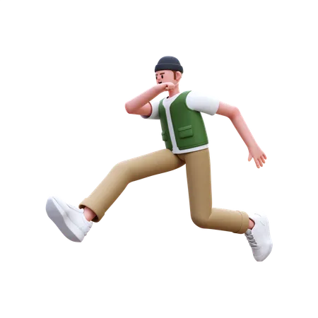 Man Jumping In Air  3D Illustration