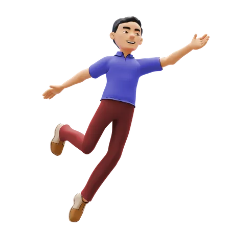 Man jumping in air  3D Illustration