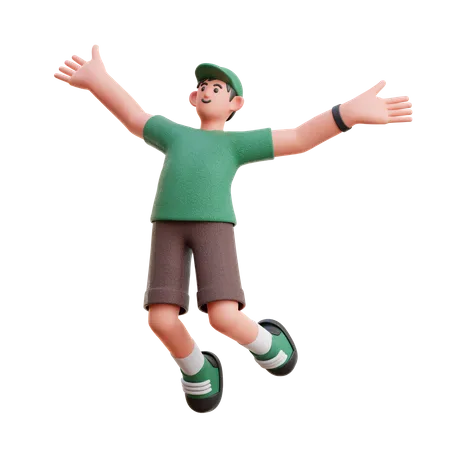 Man jumping in air  3D Illustration