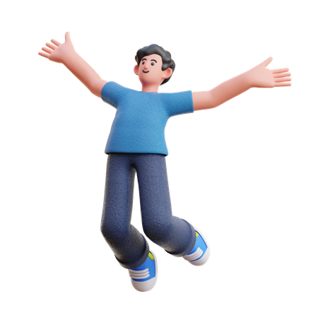 Man jumping in air  3D Illustration