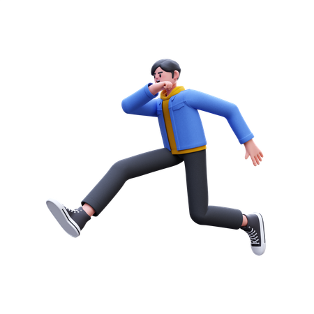 Man Jumping In Air  3D Illustration