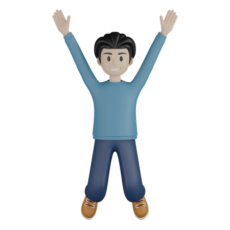 Man jumping in air  3D Illustration