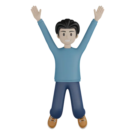 Man jumping in air  3D Illustration