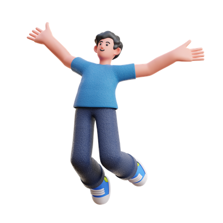 Man jumping in air 3D Illustration