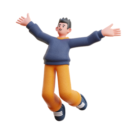 Man jumping in air 3D Illustration