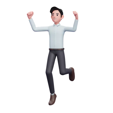 Man jumping in the air celebrating  3D Illustration