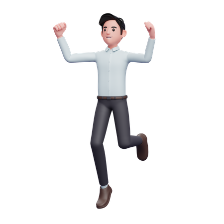Man jumping in the air celebrating 3D Illustration