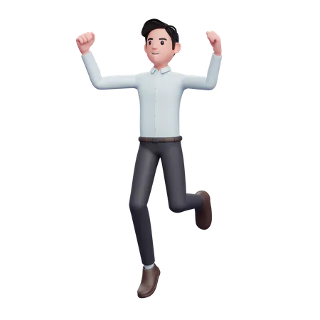Man jumping in the air celebrating 3D Illustration