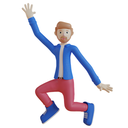 Man jumping out of joy  3D Illustration