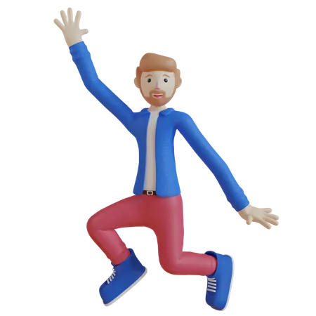 Man jumping out of joy  3D Illustration