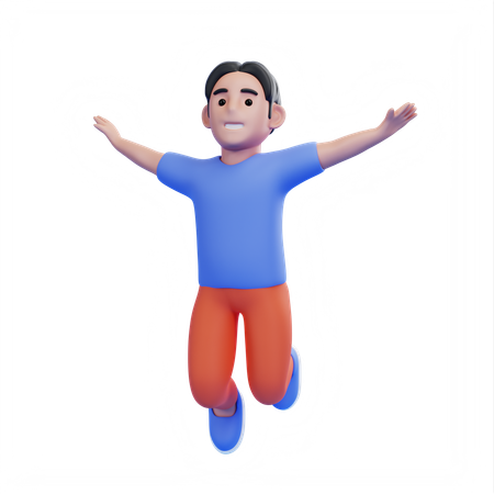 Man jumping out of joy  3D Illustration