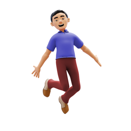 Man jumping out of joy 3D Illustration