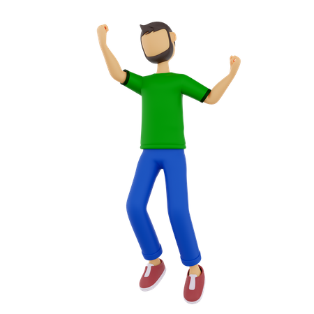 Man Jumping out of joy  3D Illustration