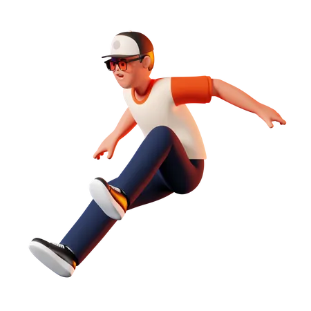 Man Gets Excited And Jump 3D Illustration