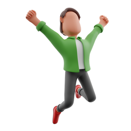 Man Jumping With Joy  3D Illustration