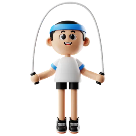 Man Jumping With Jump Rope  3D Illustration