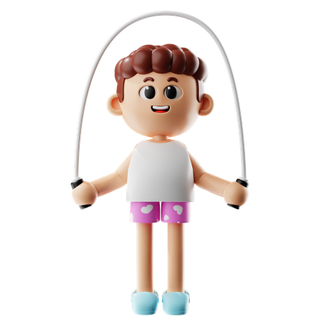 Man Jumping With Jump Rope  3D Illustration