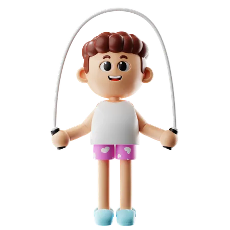 Man Jumping With Jump Rope  3D Illustration