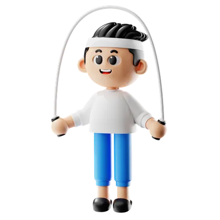 Man Jumping With Jump Rope  3D Illustration