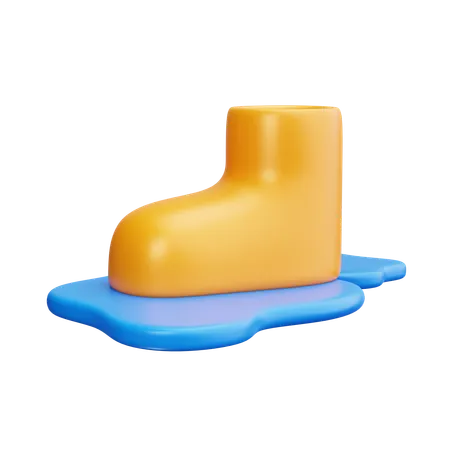 Man keeping feet in Rainwater  3D Icon