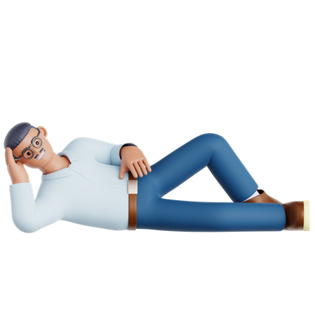 床に横たわる男性  3D Illustration