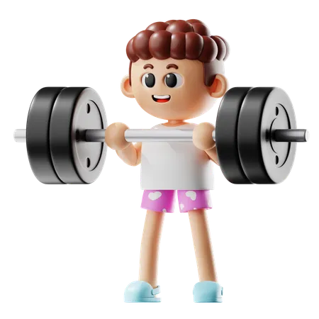 Man Leafting Barbell  3D Illustration