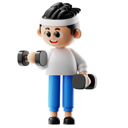 Man Leafting Dumbbell  3D Illustration