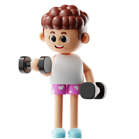 Man Leafting Dumbbell  3D Illustration