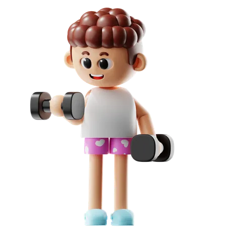 Man Leafting Dumbbell  3D Illustration