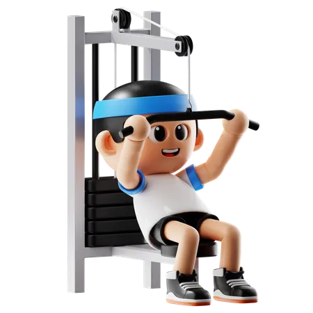 Man Leafting Fitness Bench  3D Illustration