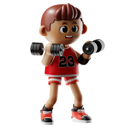 Man Leafting Triple Weight Dumbbell  3D Illustration