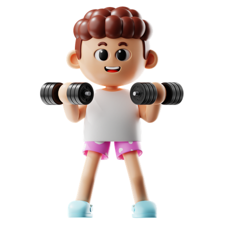 Man Leafting Triple Weight Dumbbell  3D Illustration
