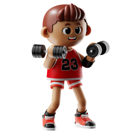 Man Leafting Triple Weight Dumbbell  3D Icon