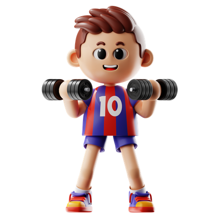 Man Leafting Triple Weight Dumbbell  3D Icon